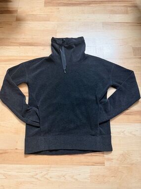 Lululemon Sweatshirt Womens Black Funnel Neck Fleece Pullover Cozy Lounge-XSmall